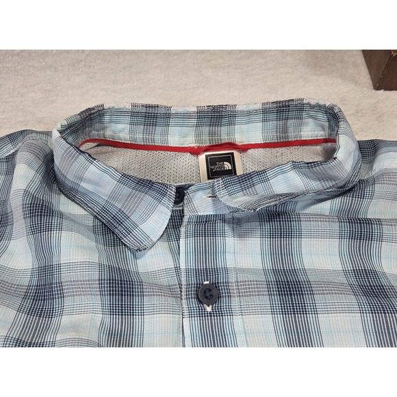 The North Face Mens XL Plaid Hiking Shirt Blue Short Sleeve Outdoor Fishing... - Picture 3 of 9